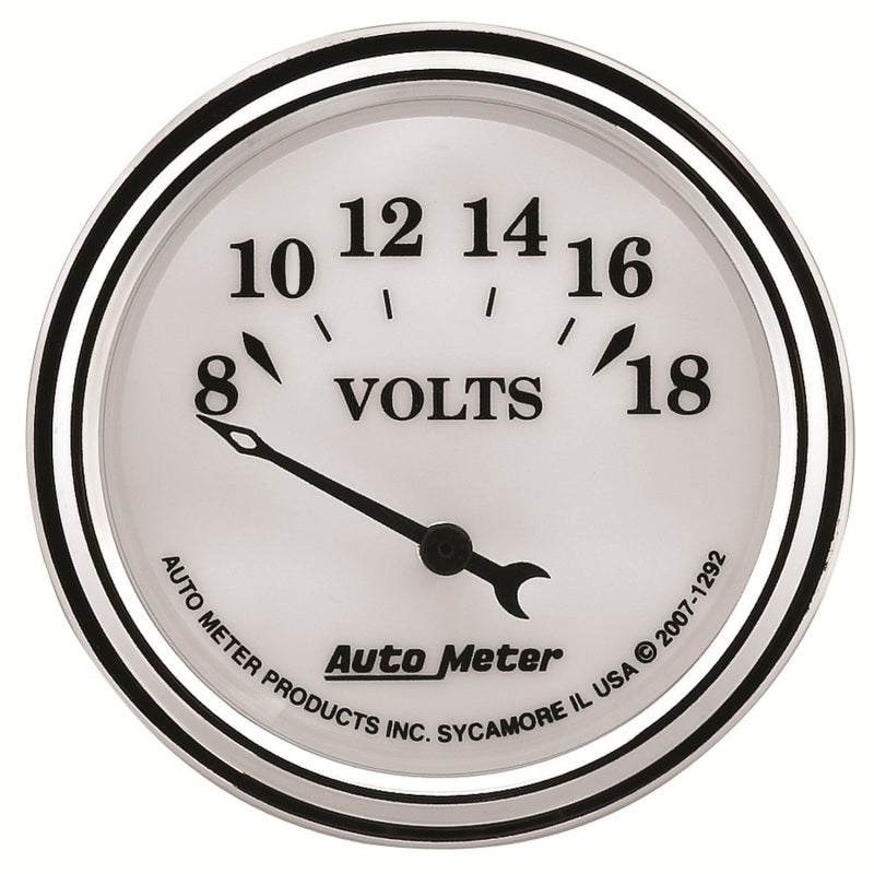 AutoMeter Gauge Voltmeter 2-1/16in. 18V Elec Old Tyme White II 1292