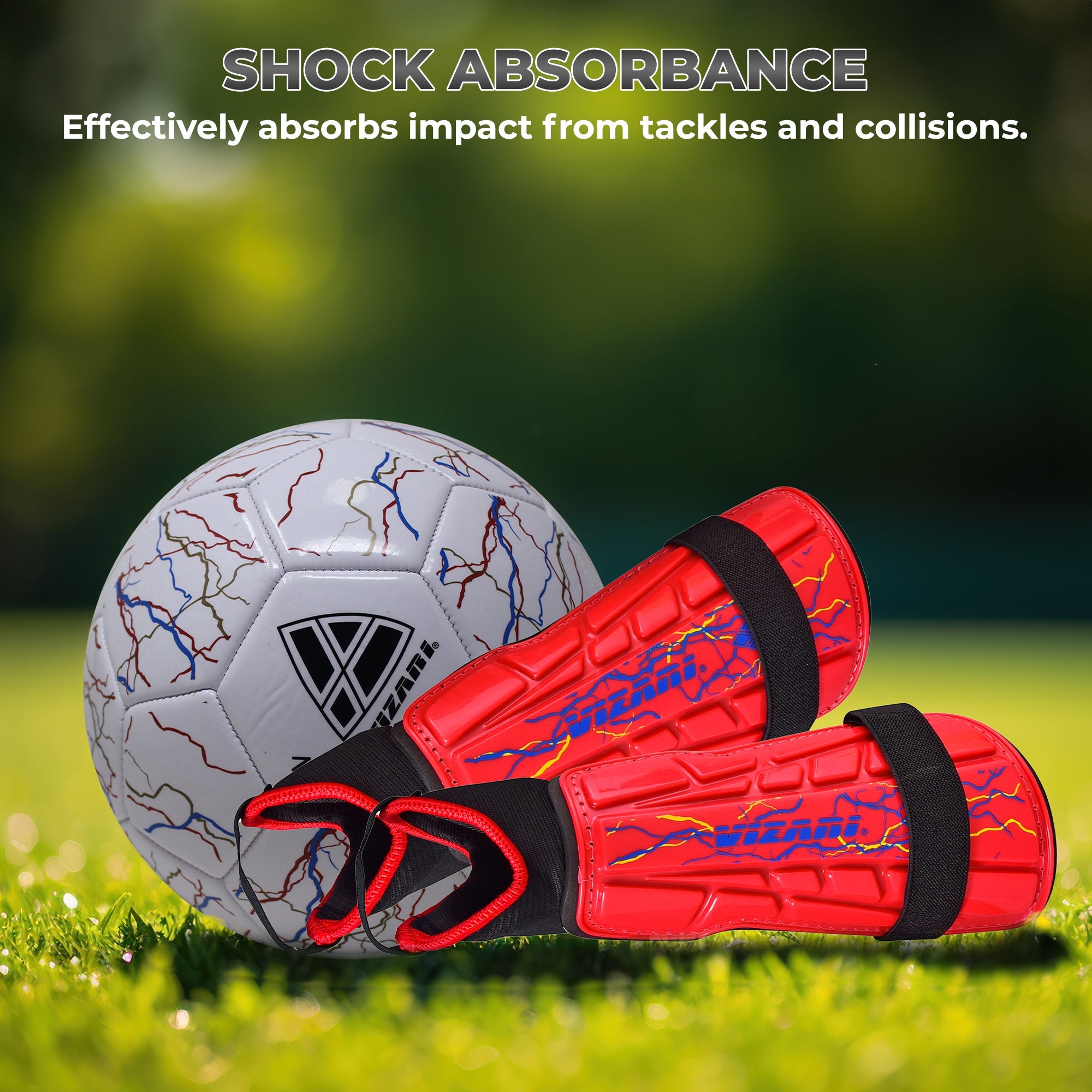 Zodiac Soccer Shin Guard with Detachable Ankle Protection-Red