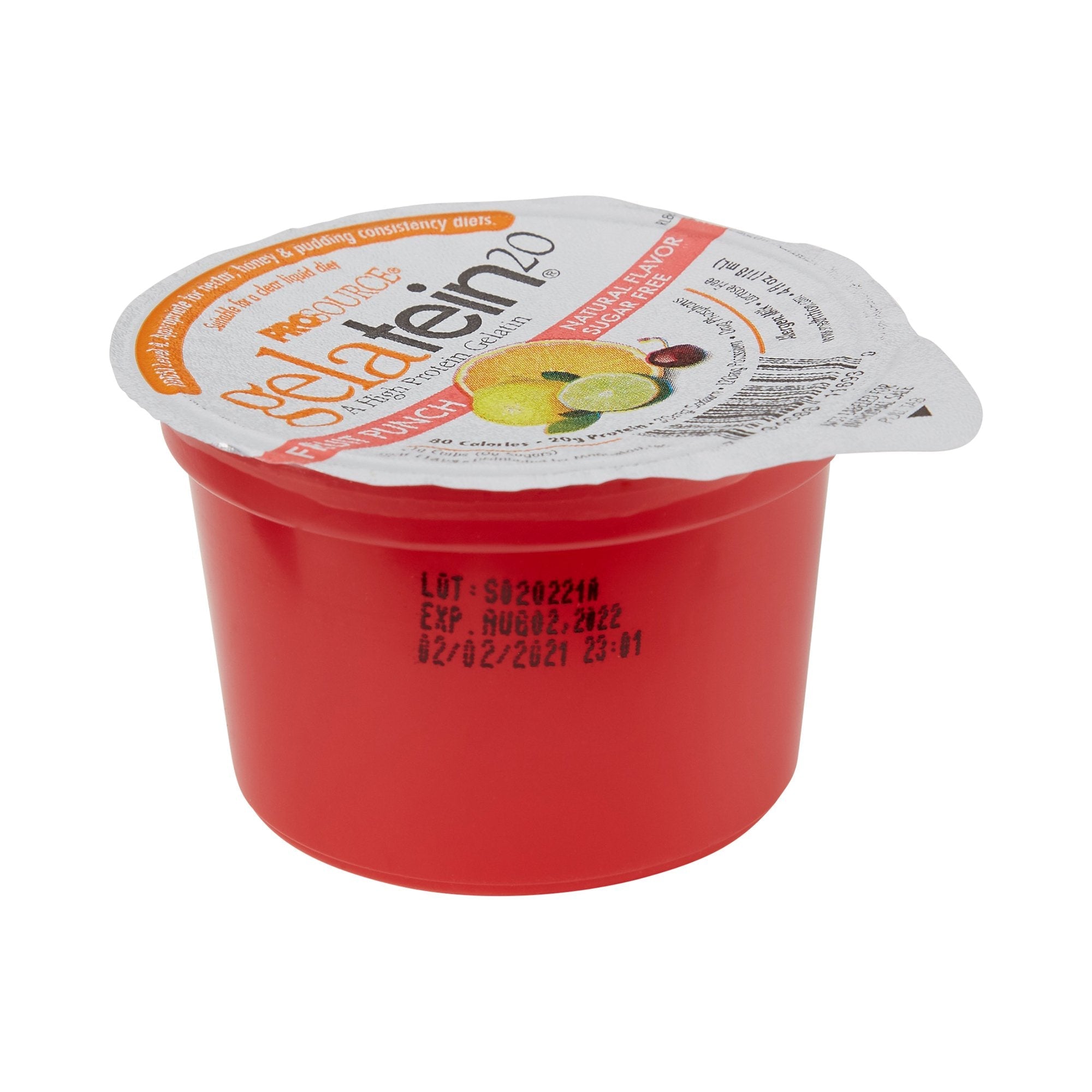 Gelatein® 20 Fruit Punch High Protein Gelatin, 4-ounce cup 11693
