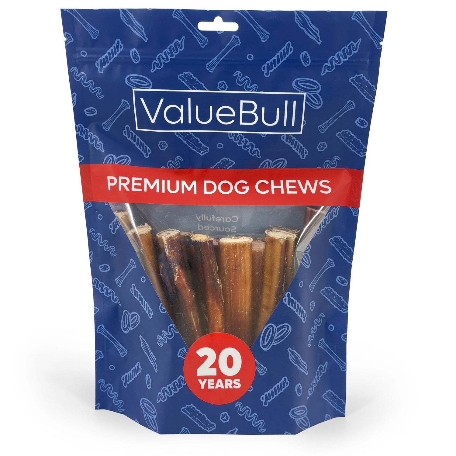 ValueBull Bully Sticks for Large Dogs, Jumbo 6 Inch, 25 Count