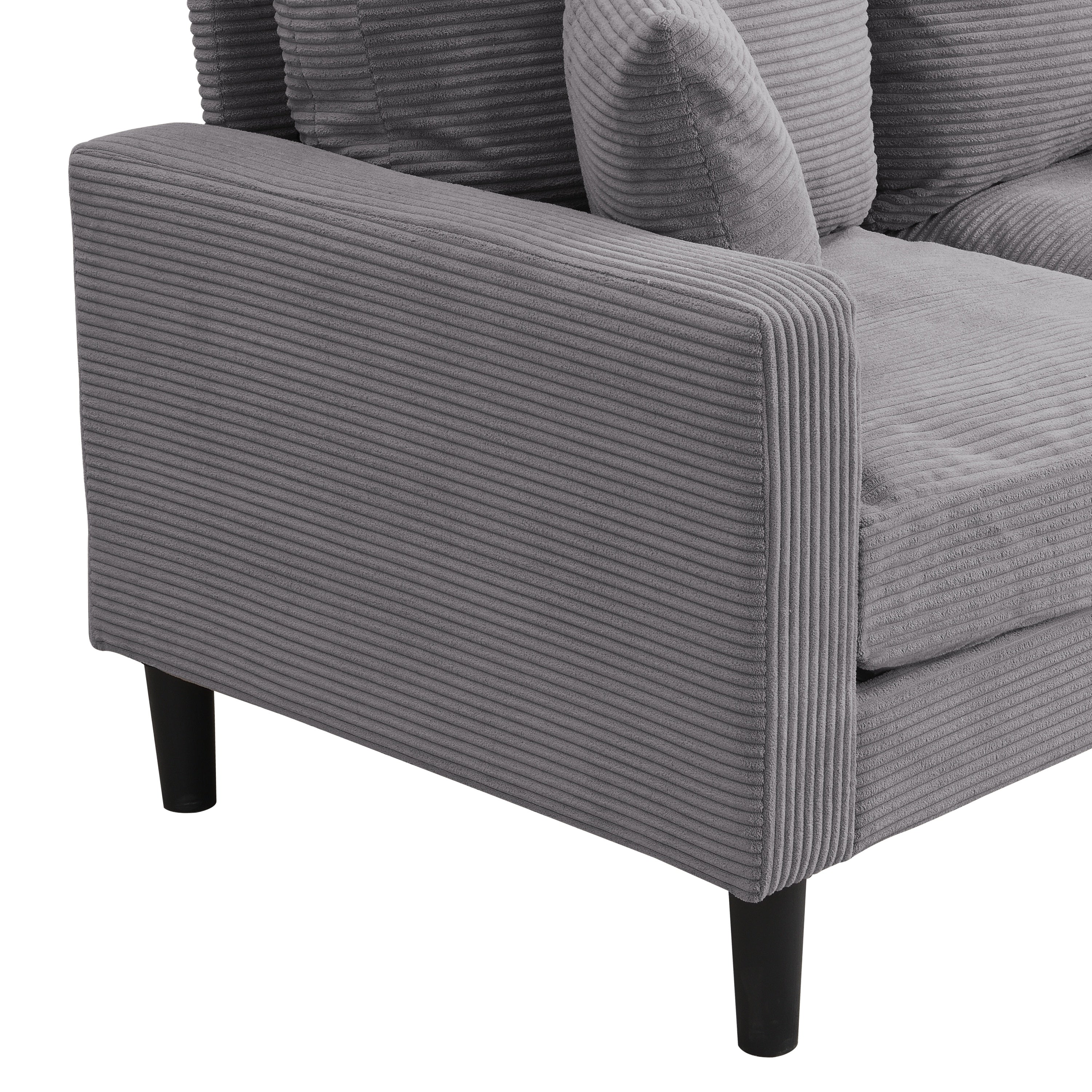 Modern Upholstered Light Gray Loveseat Sofa with Wooden Frame for Small Spaces