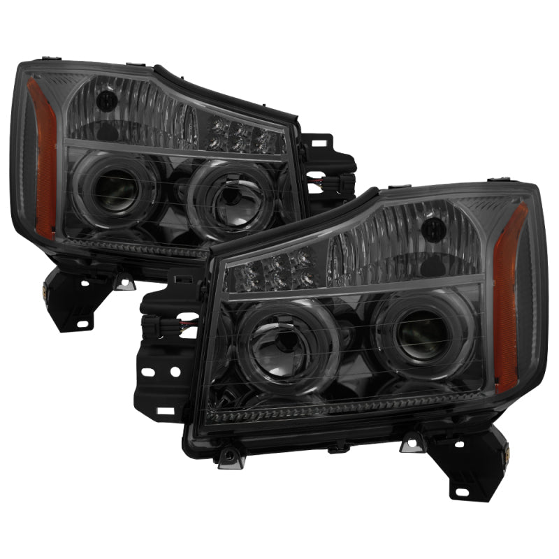 SPYDER Xtune Nissan Titan 04-14 Projector Headlights LED Halo Smoke PRO-JH-NTI04-LED-SM 5077486