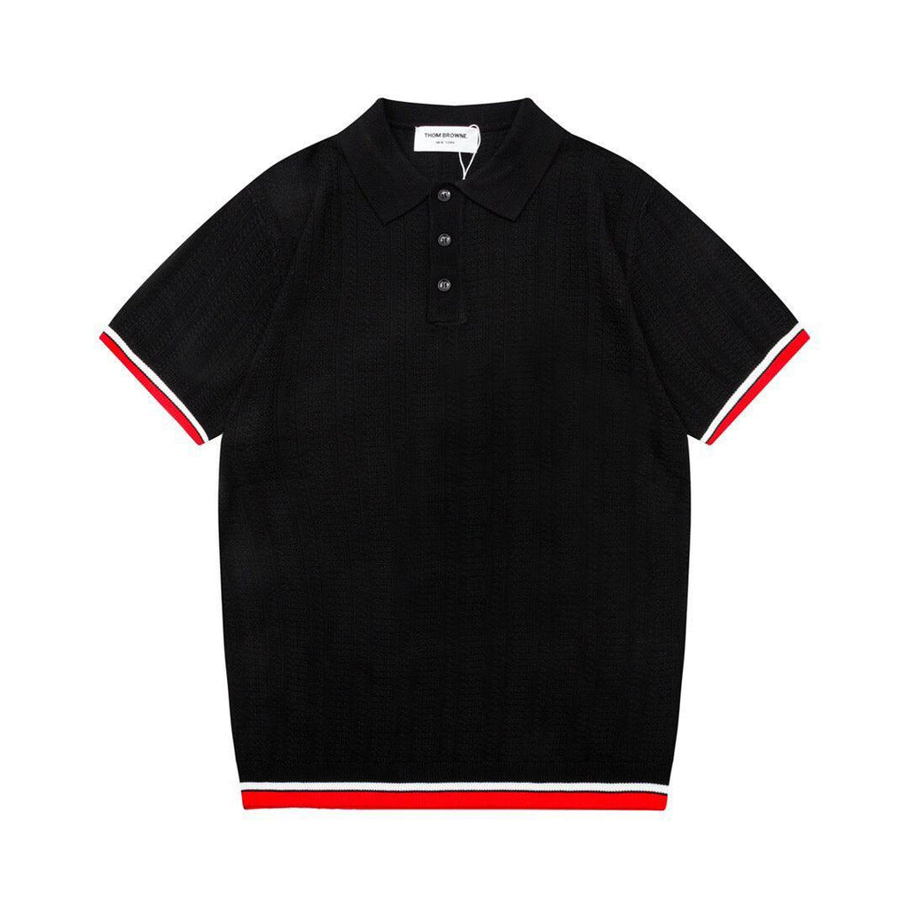 Thom Browne Black T-Shirt with Collar