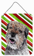 Border Terrier Candy Cane Christmas Wall or Door Hanging Prints Aluminum Metal Sign Kitchen Wall Bar Bathroom Plaque Home Decor Front Door Plaque, 12x16, Multicolor