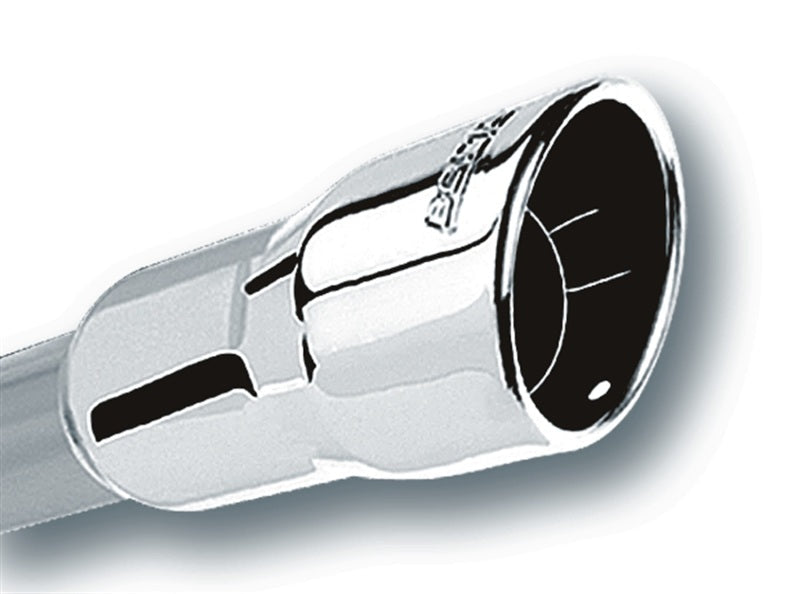 Borla 2.25in Inlet 3.5in Round Rolled Angle Cut Intercooled Outlet x 6.5in Long Embossed Tip 20237