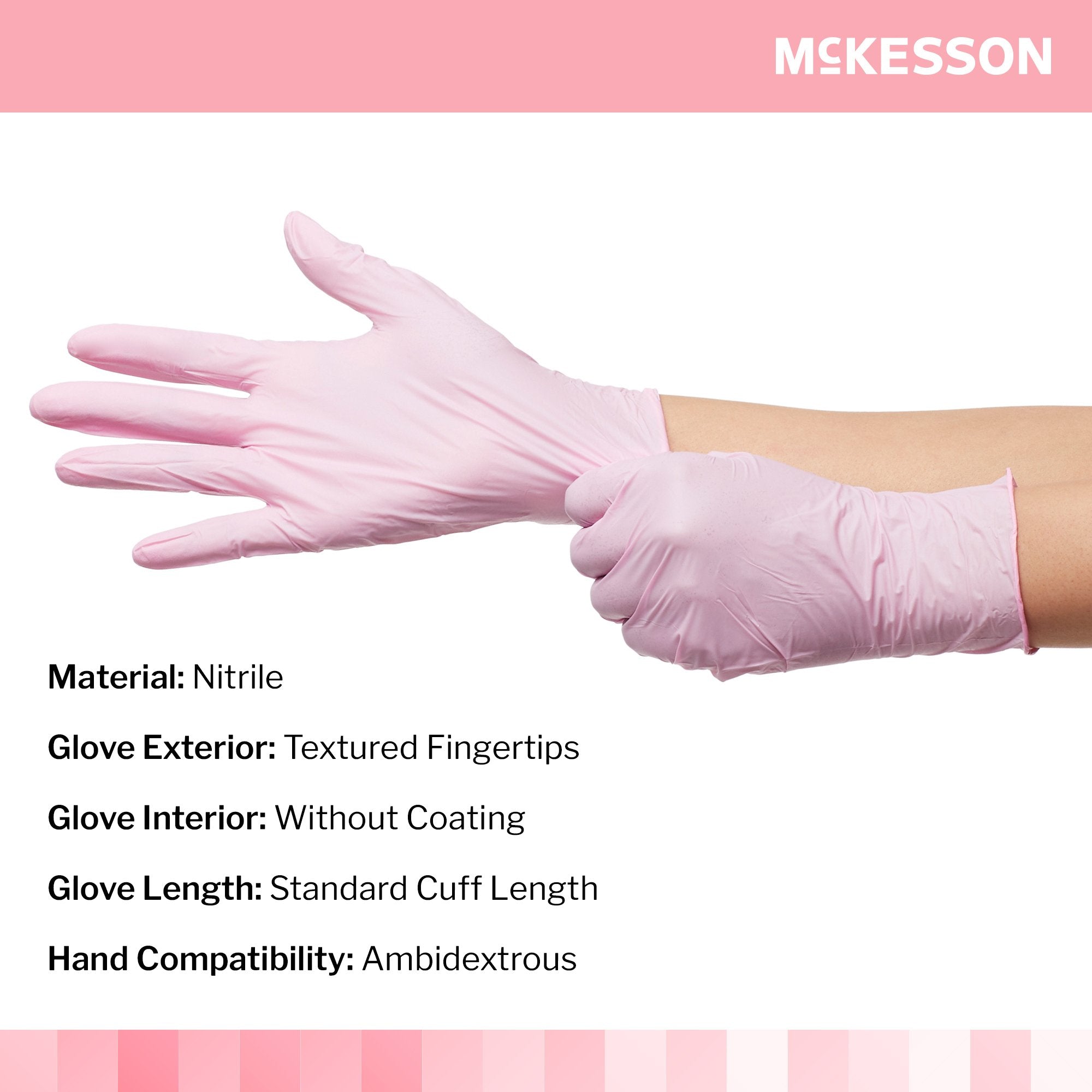 McKesson Pink Nitrile® Nitrile Exam Glove, Extra Large, Pink 14-6NPNK8