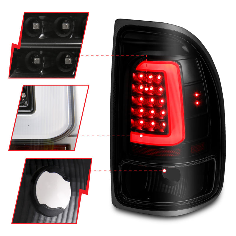 ANZO 1997-2004 Dodge Dakota LED Taillights Black Housing Smoke Lens Pair 311348