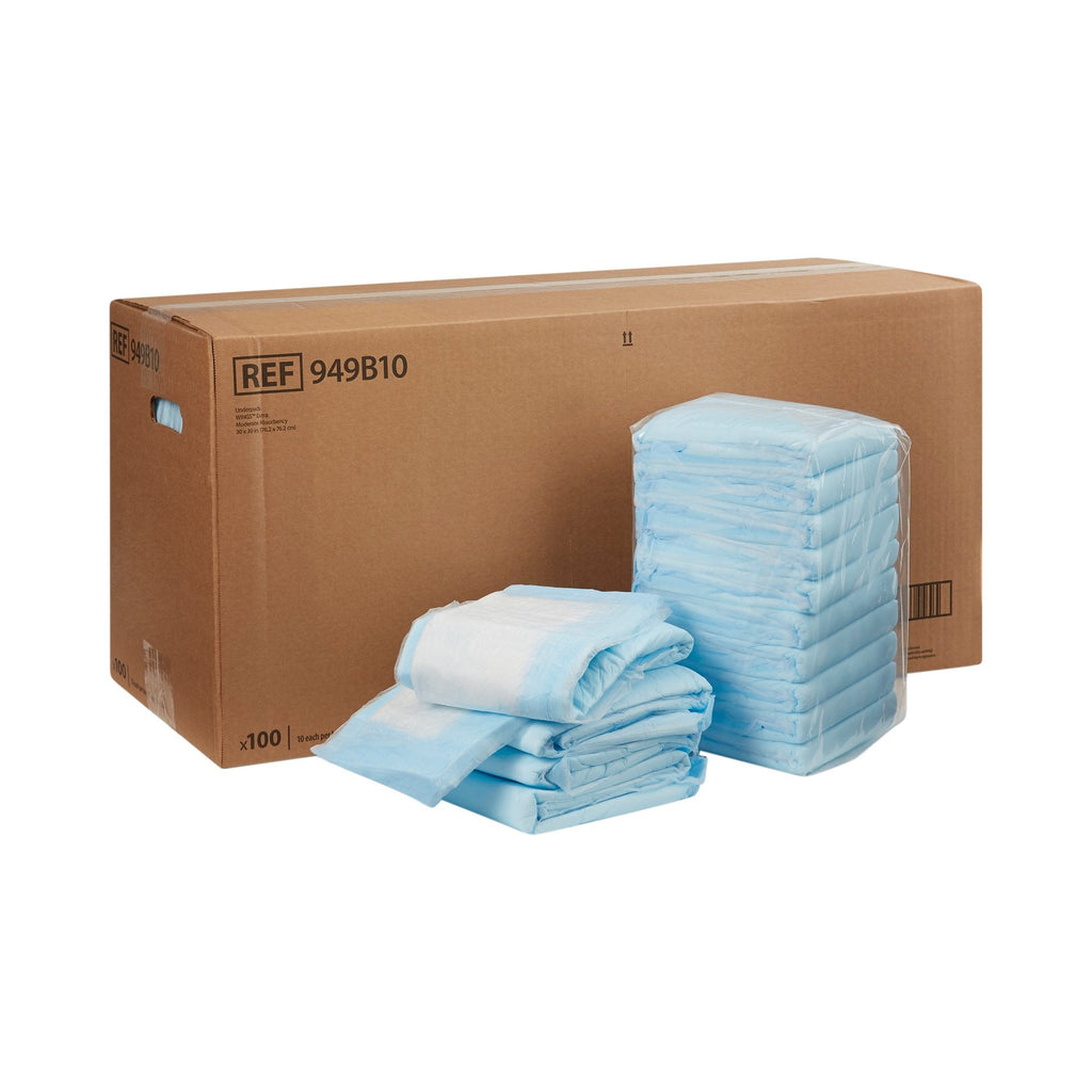 Simplicity Extra Underpad, Disposable, 30 X 30 Inch, Moderate Absorbency, Blue 949B10