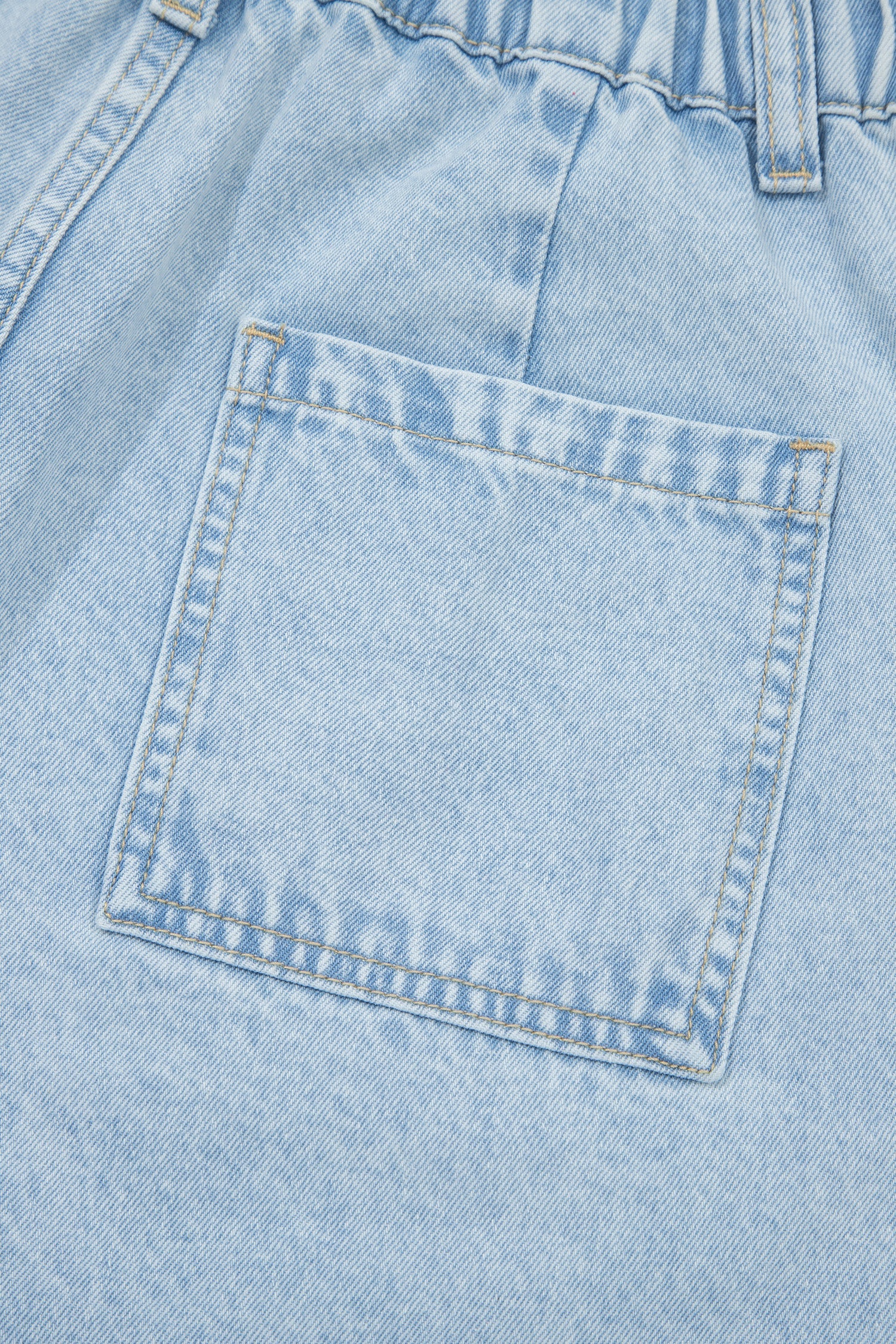 Beau Blue Studded Side Slit Leg Frayed Pocketed Wide Leg Jeans