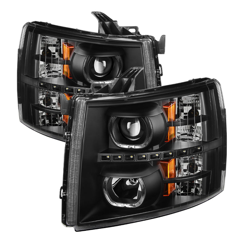SPYDER Xtune Chevy Silverado 1500/2500/3500 07-13 LED Halo Projector Headlights Black PRO-JH-CSIL07-CFB-BK 9032189