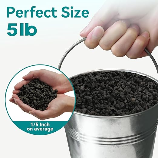 5lbs Small Lava Rocks for Plants Drainage, 1/5 Inch Black Gravel Mulch for House Plants, Succulent Rocks Pebbles for Planters,Cactus, Bonsai Tree, Pure Volcanic Rocks, Top - Dressing - PhishStones Products