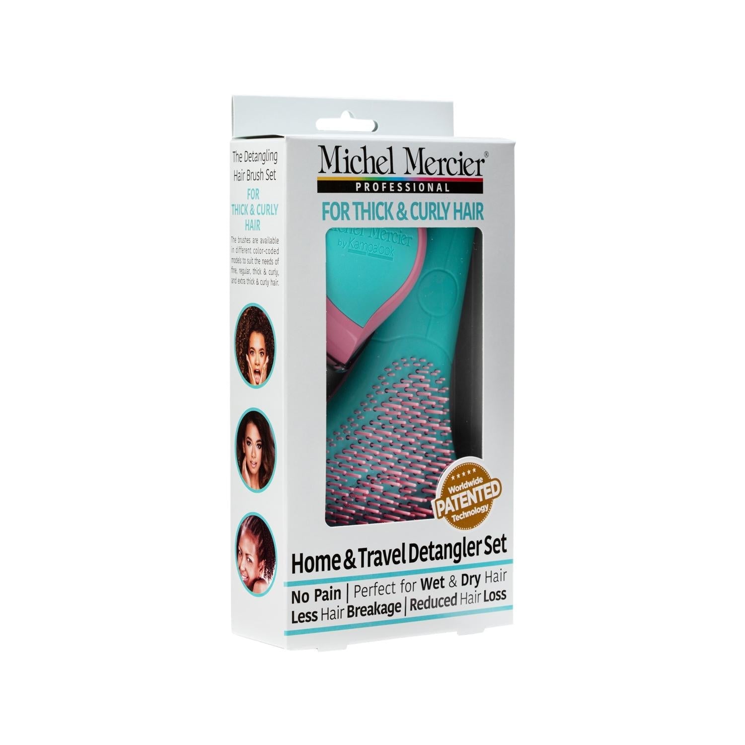 Michel Mercier Detangling Brush Set for Thick & Curly Hair - Gentle Detangling, Reduced Breakage, Easy Hair Management
