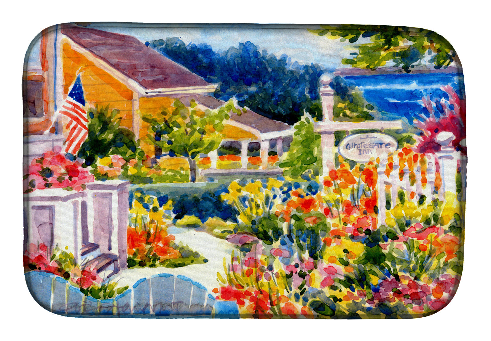 Seaside Beach Cottage Dish Drying Mat Absorbent Dish Drying Mat Pad for Kitchen Counter Dish Drainer Mat for Countertop, 14 x 21", Multicolor