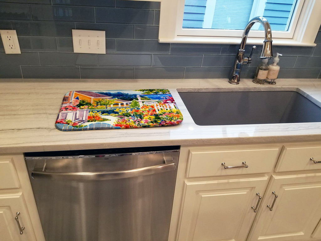 Seaside Beach Cottage Dish Drying Mat Absorbent Dish Drying Mat Pad for Kitchen Counter Dish Drainer Mat for Countertop, 14 x 21", Multicolor