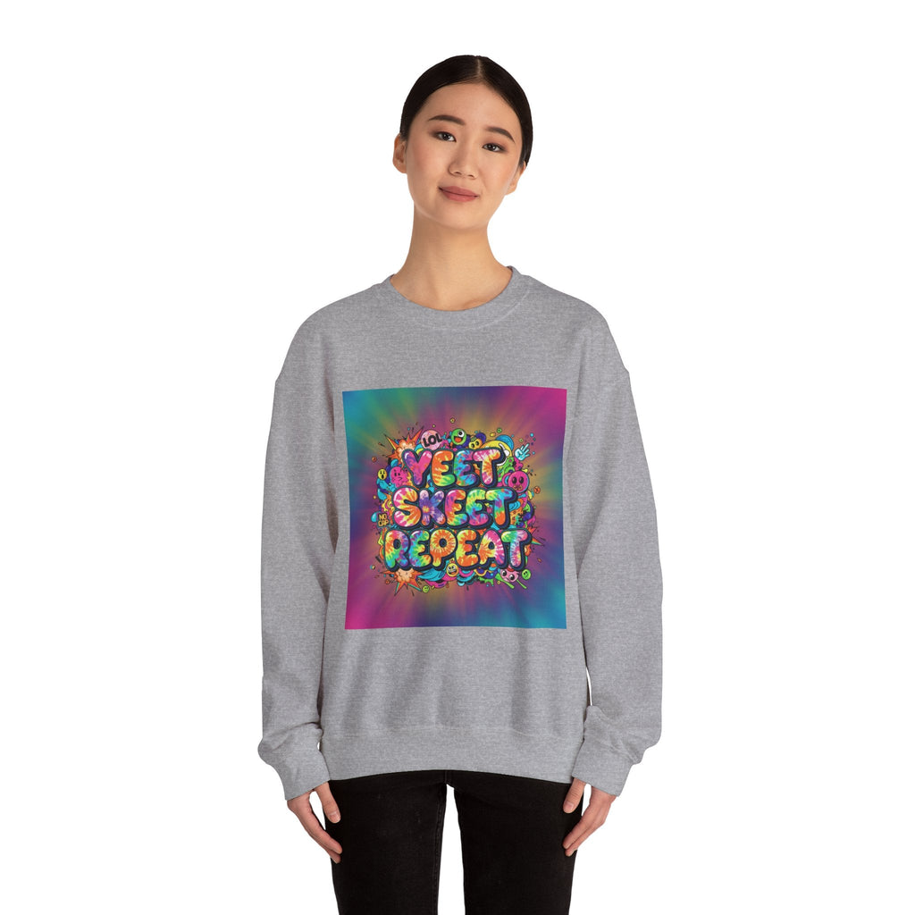 Yeet Sleep Repeat Sweatshirt | meme phrase, glitch graphic