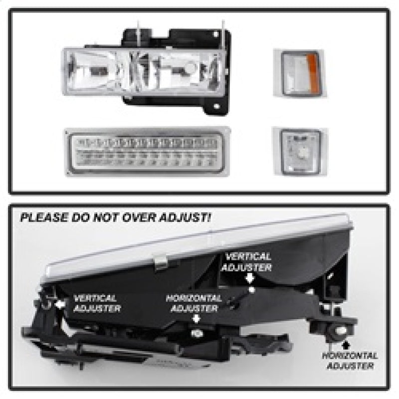 SPYDER Xtune 92-94 Blazer Full Size Corner/LED Bumper Headlights Chrome HD-JH-CCK88-LED-AM-C-SET 5069559