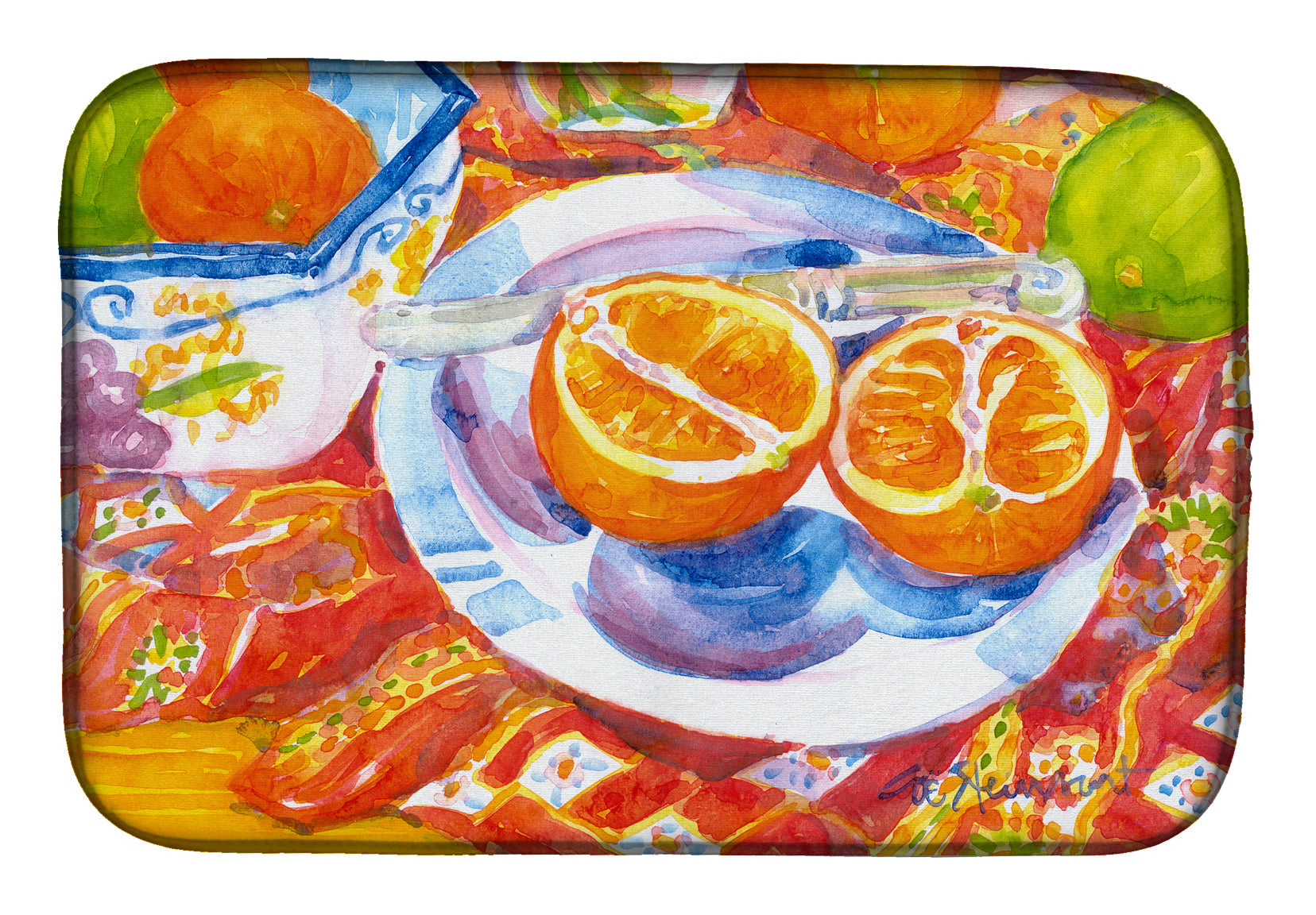 Florida Oranges Sliced for breakfast Dish Drying Mat Absorbent Dish Drying Mat Pad for Kitchen Counter Dish Drainer Mat for Countertop, 14 x 21", Multicolor