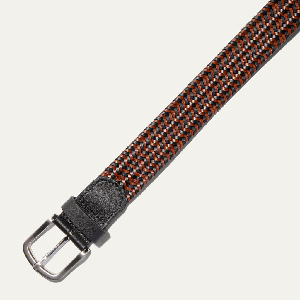 BRAIDED LEATHER STRETCH WOVEN BELT