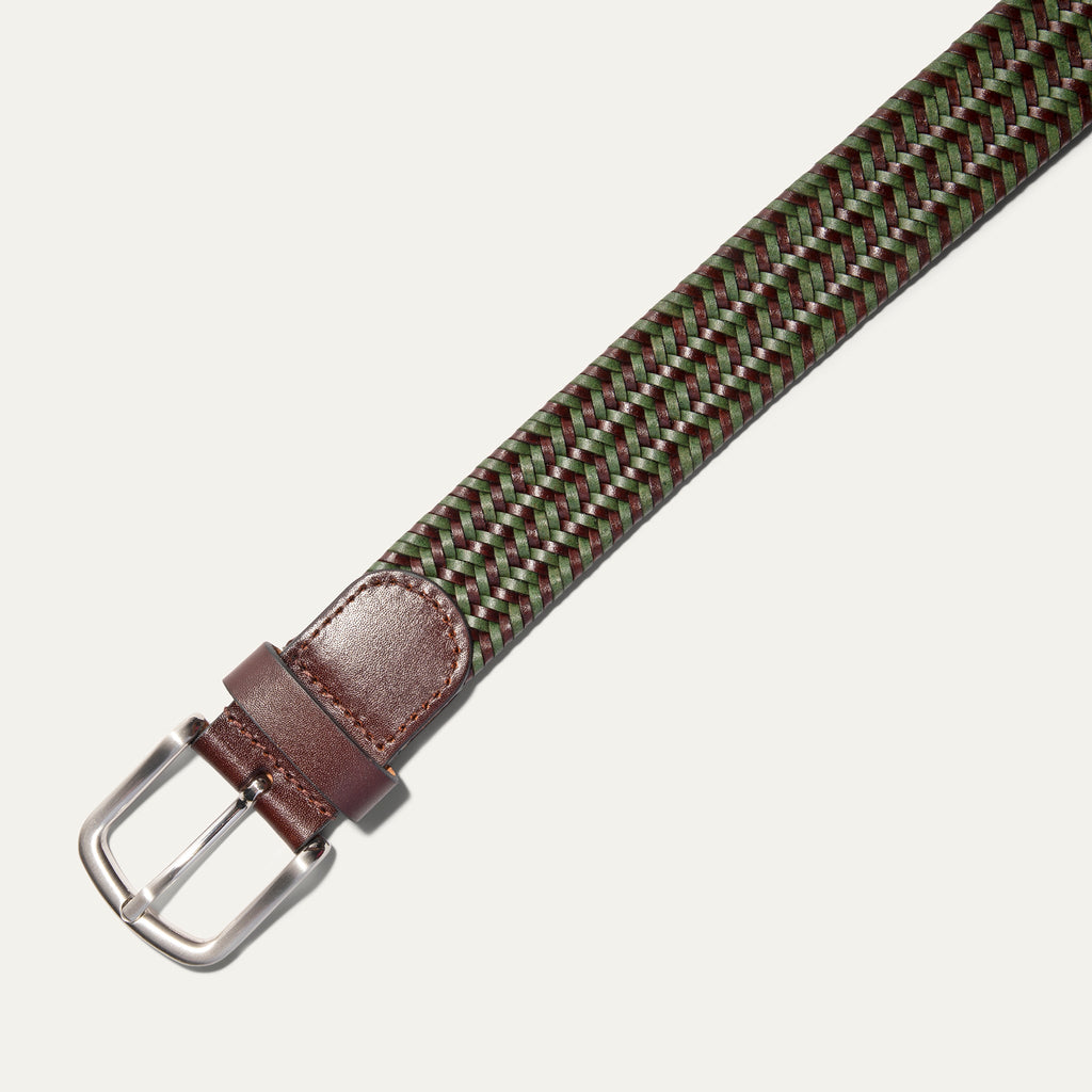 BRAIDED LEATHER STRETCH WOVEN BELT