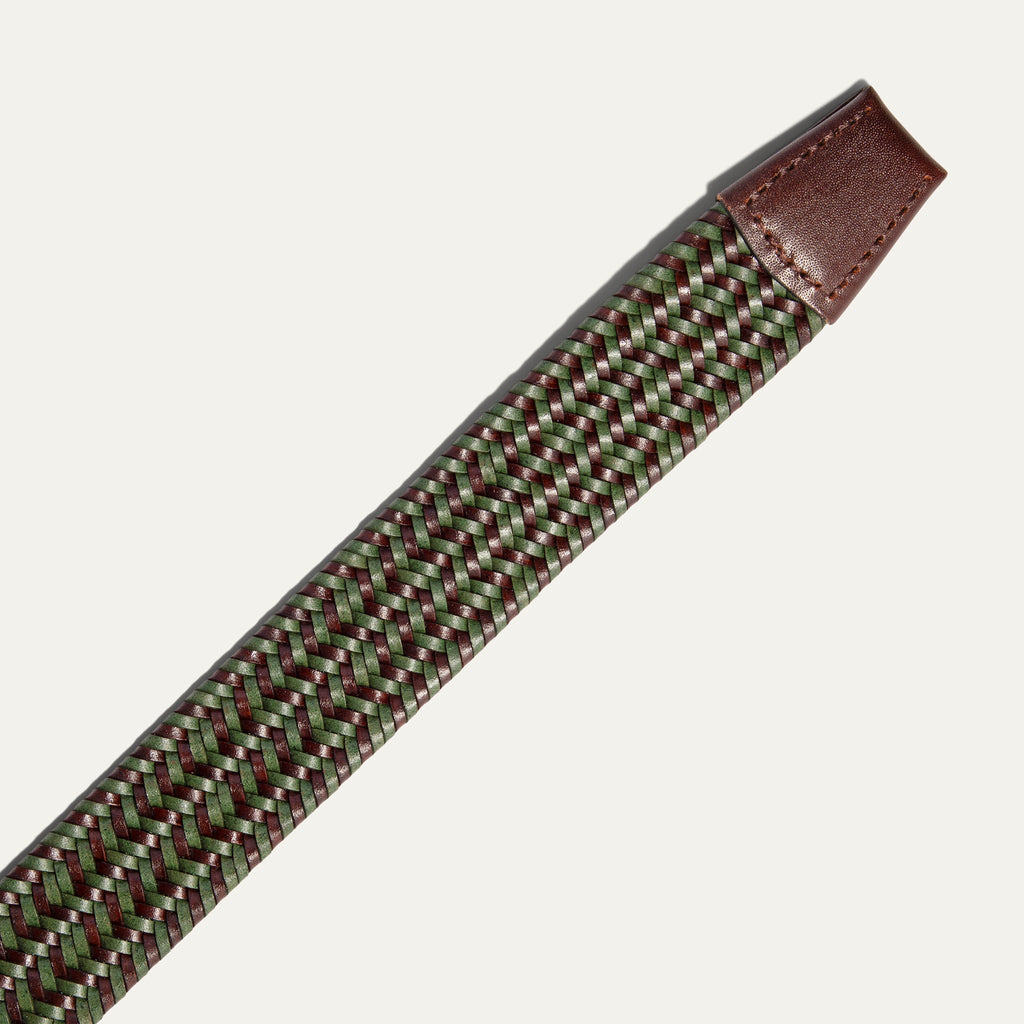 BRAIDED LEATHER STRETCH WOVEN BELT