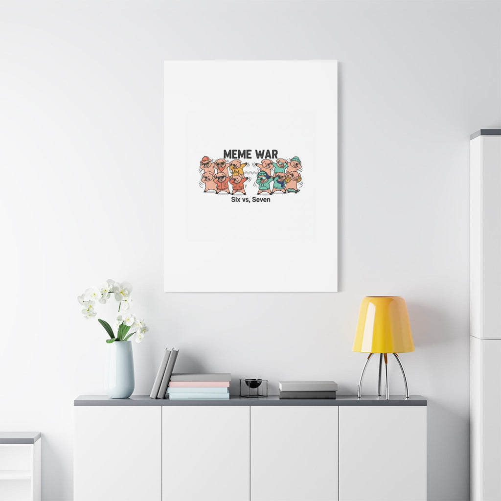 Meme War: Six vs. Seven Canvas Wall Art