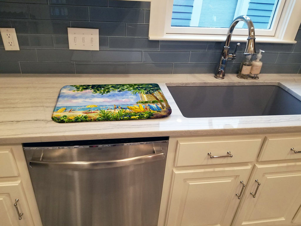 Beach Resort view from the condo Dish Drying Mat Absorbent Dish Drying Mat Pad for Kitchen Counter Dish Drainer Mat for Countertop, 14 x 21", Multicolor