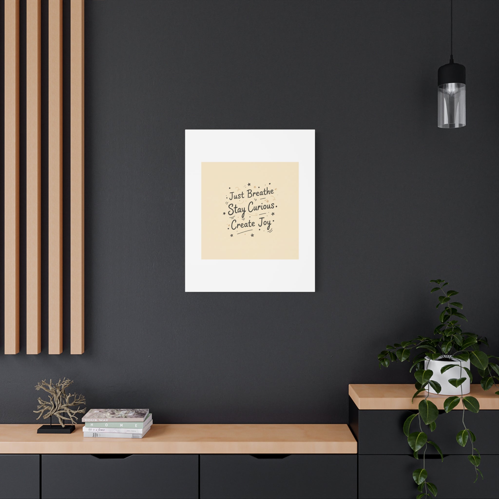 Just Breathe Stay Curious Create Joy Canvas | Messy Handwritten Typography, Doodle Text Art