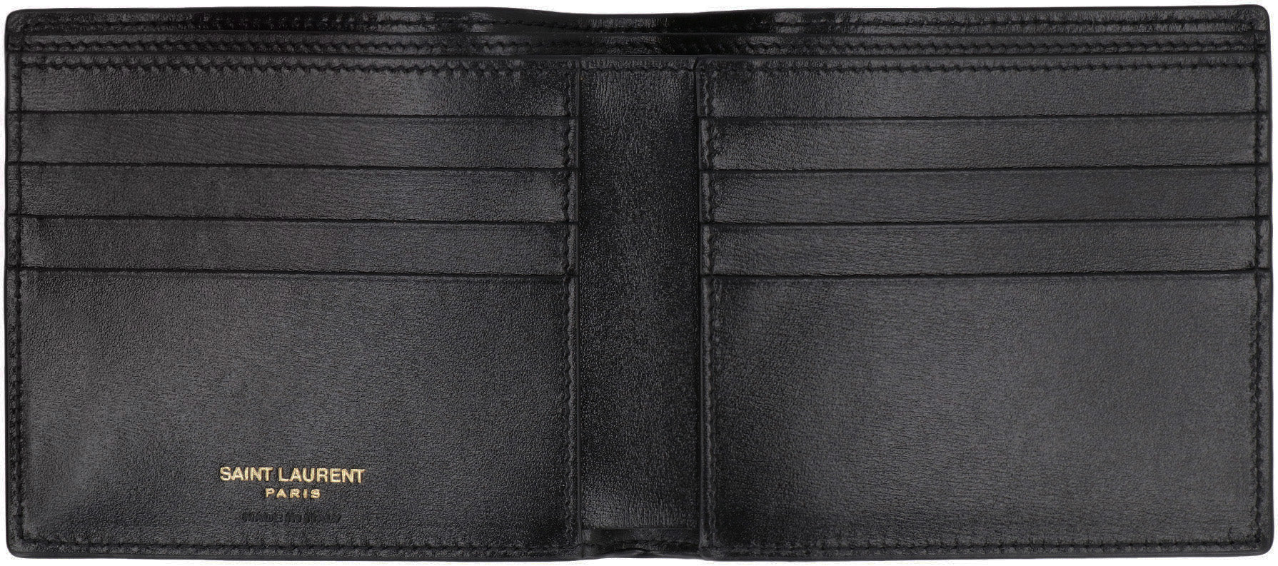 SAINT LAURENT Mini East/West Leather Wallet