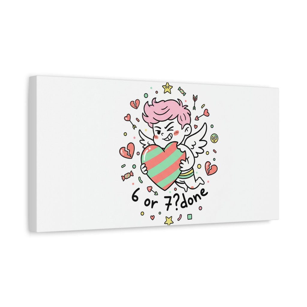 Weird Cupid heart illustration Canvas | Weird Valentine, quirky chaotic love