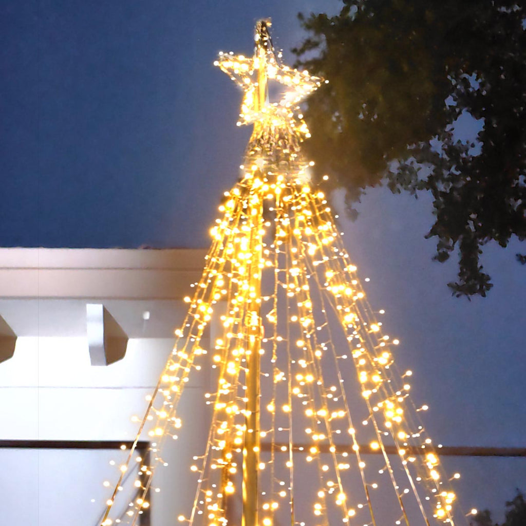 Yescom Outdoor 20ft Flagpole with Christmas Tree Light Warm White