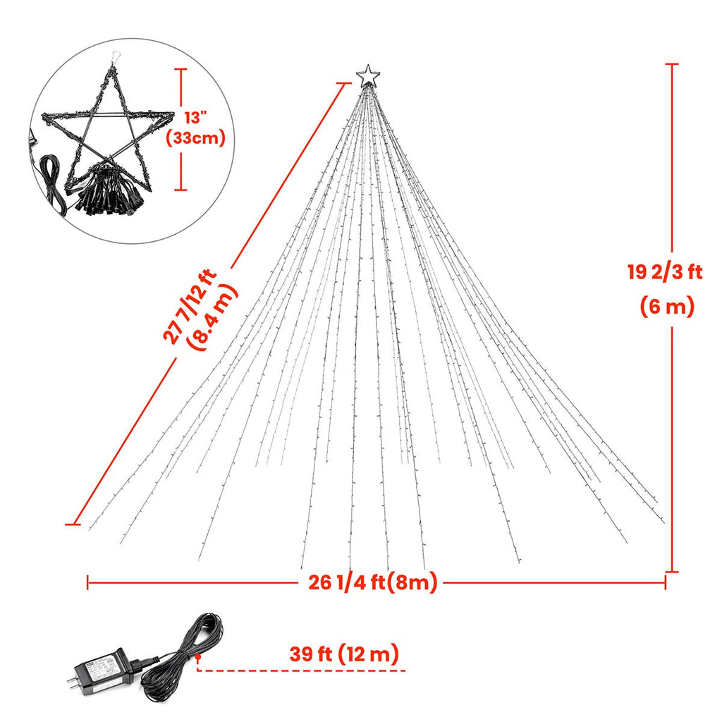 Yescom Outdoor 20ft Flagpole with Christmas Tree Light Warm White