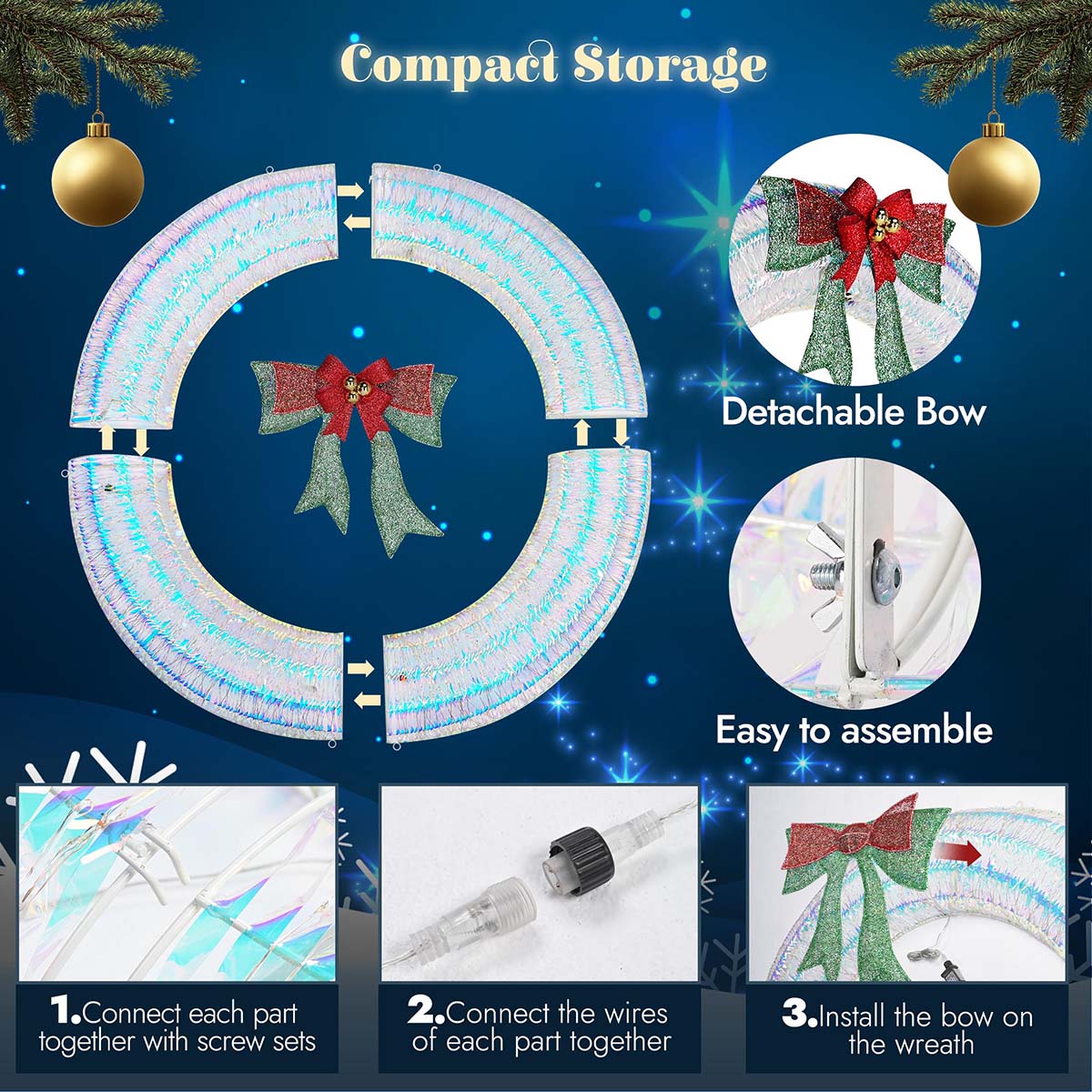 Yescom Giant Outdoor Prelit Christmas Wreath 60 inch