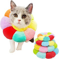 KUDES Cat Small Dog Recovery Collar, Cute Neck Cone After Surgery, Adjustable Pet E Collar, Wound Healing Protective Cone Surgery Recovery Elizabethan Collars for Small Pet (L(Within 14lb), Colorful)