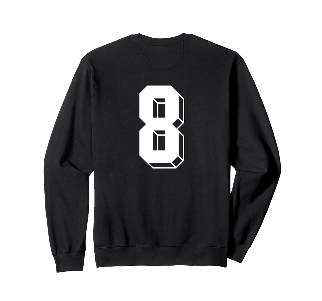 Number 8 Backside 80S 90S Team Sweatshirt - Fun Novelty Design Unisex