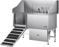 VEVOR Professional 304 Stainless Steel Dog Bathing Station, 61 inch Pet Grooming Tub w/Anti-Slip ramp, Storage Drawer, Cold Hot Faucet Showerhead, for Large & Medium & Small (Left Door, with Drawer)