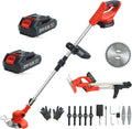 Cordless Weed Wacker,Electric Weed Eater,2 Batteries,Grass Trimmer Cordless,Weed Erimmer Red