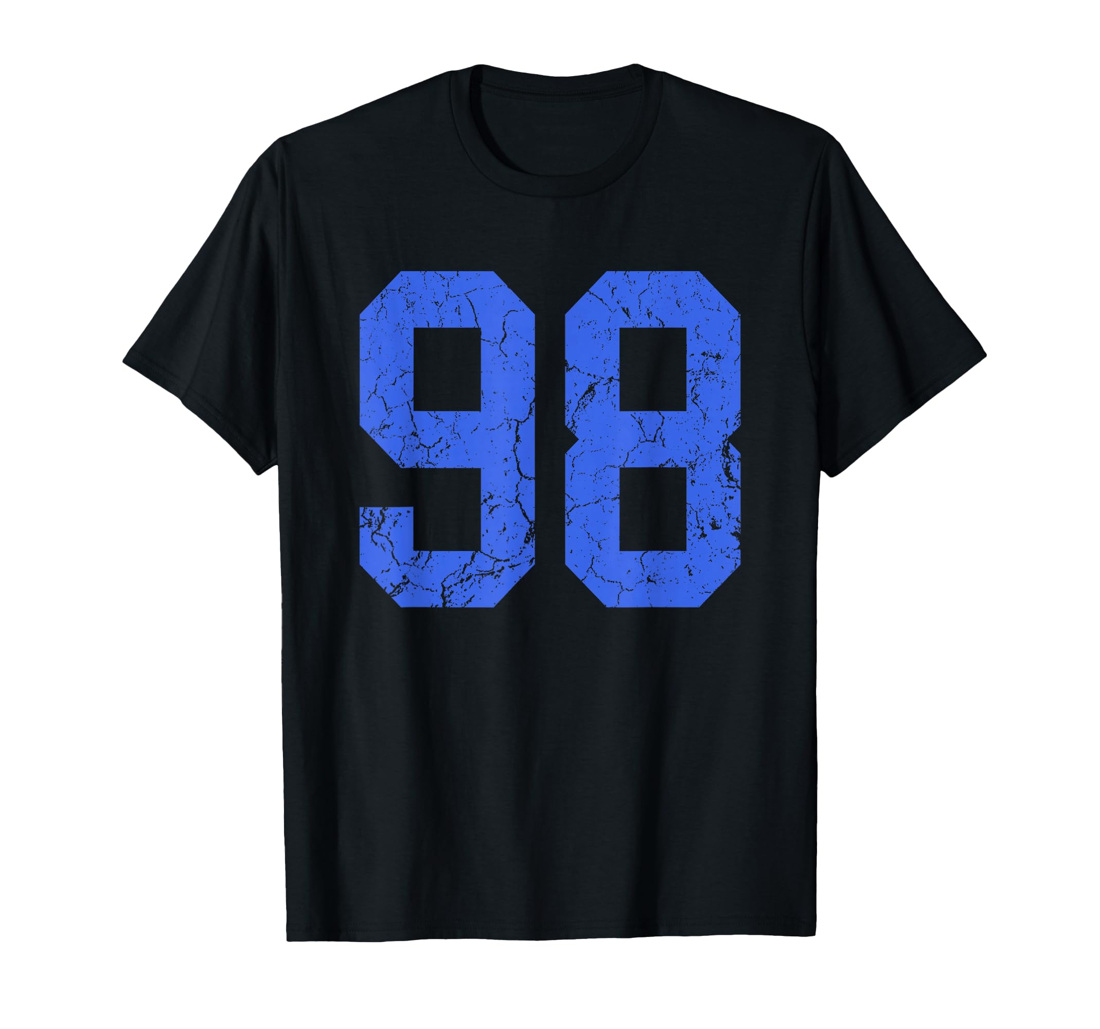 Distressed Royal Blue Number 98 Jersey T-Shirt - Novelty Apparel Unisex