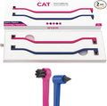RYERCAT Set of Dual Sided Cat Toothbrushes - Kitten Toothbrush with Micro Head to fit into Kittens Mouth - Cat Dental Care Supplies Pet Toothbrush for Cats (Flamingo Pink and Space Blue)