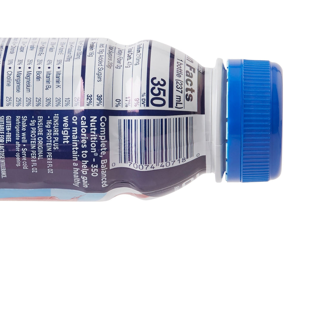 Ensure® Plus Nutrition Shake, Strawberry, 8-ounce bottle 57269