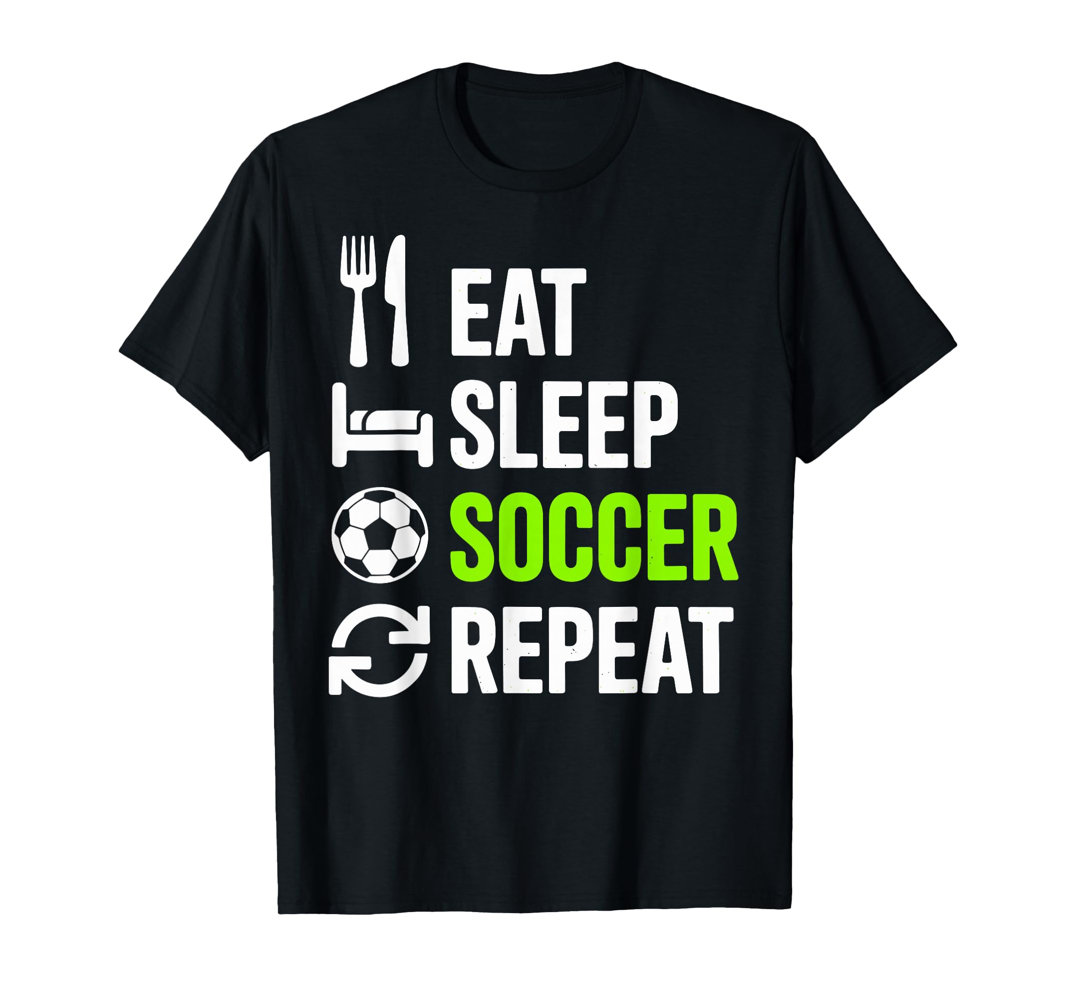 Eat Sleep Soccer Repet Goalie Player Fan T-Shirt - Unique Graphic Unisex