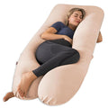 Meiz Pregnancy Pillows, Pregnancy Pillows for Sleeping Cooling, U Shaped Full Body Pillow for Adult, Rayon Cover from Bamboo, Light Apricot