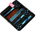 LILYS PET Professional PET Grooming scissors Kit,Coated Titanium,Sharp and Strong Stainless Steel Blade for Dogs Cats Hair Cutting,3 Pieces of Scissors with a Comb and a Case (7.0 inches, Blue)