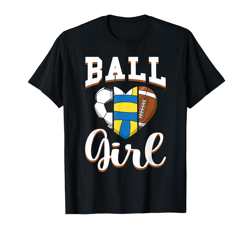 Ball Sports Heart Soccer Volleyball Football T-Shirt - Graphic Print Unisex