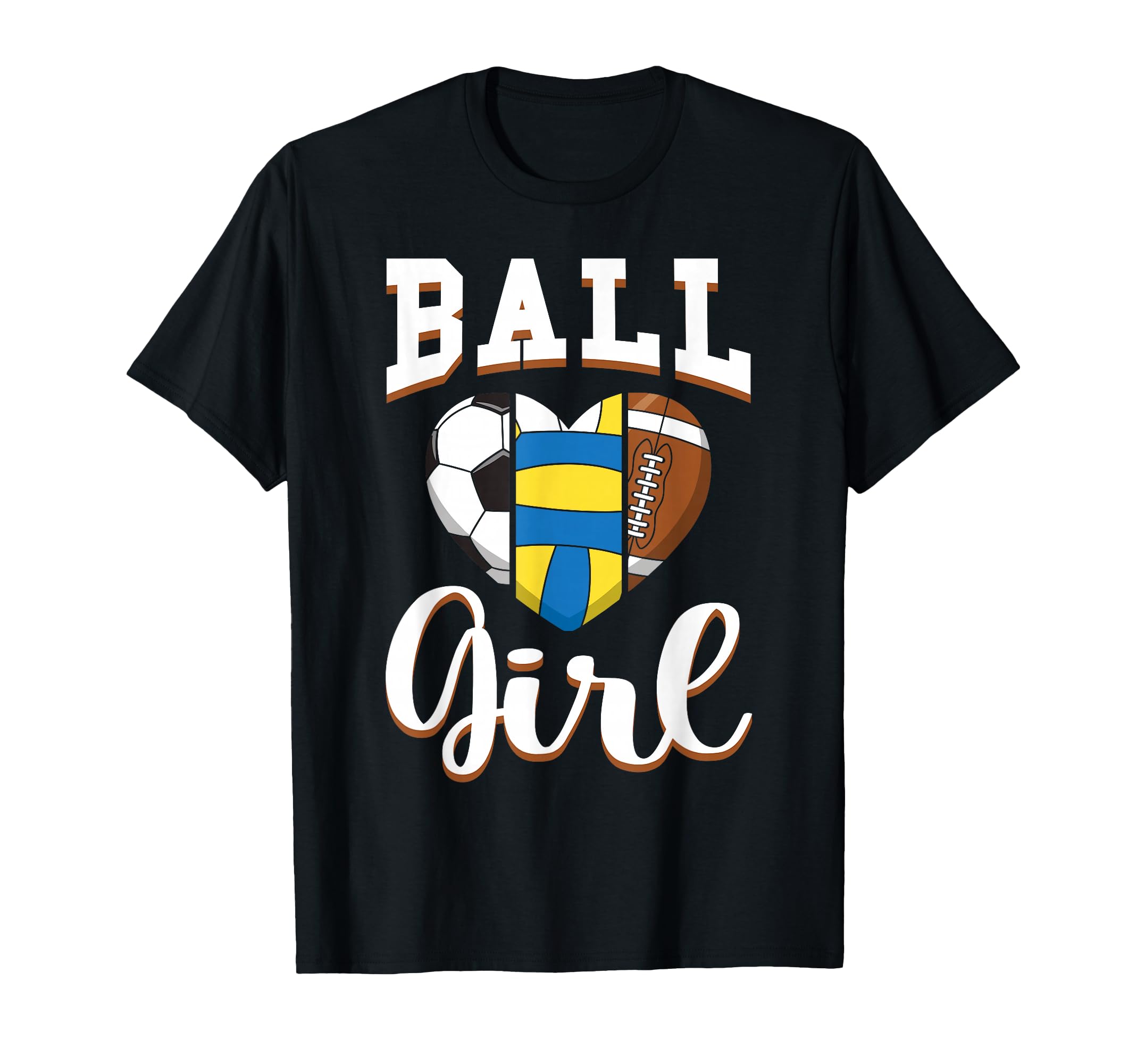 Ball Sports Heart Soccer Volleyball Football T-Shirt - Graphic Print Unisex