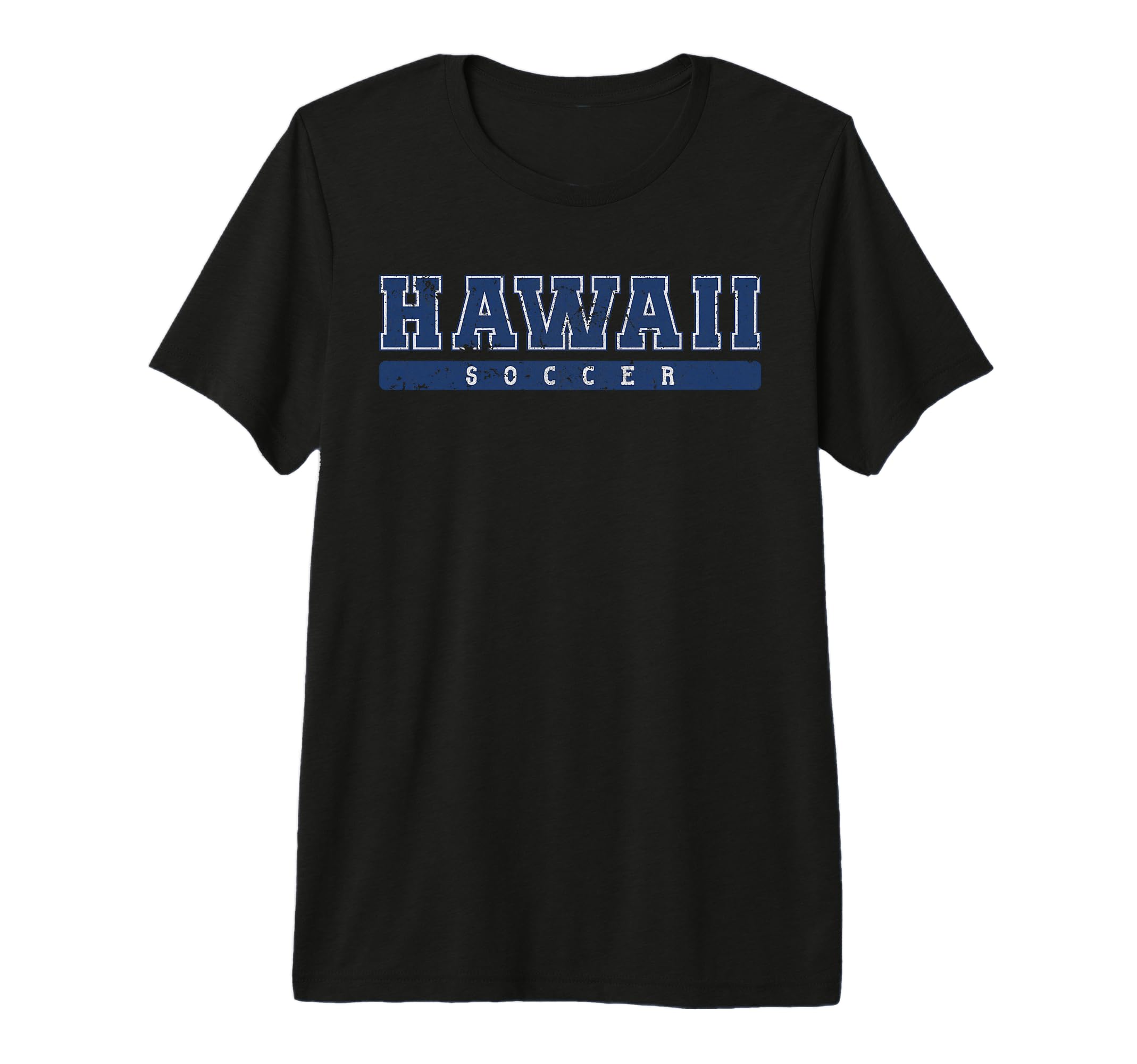 Hawaii Soccer Blue Text Tri Blend T-Shirt - Minimalist Print for Adults