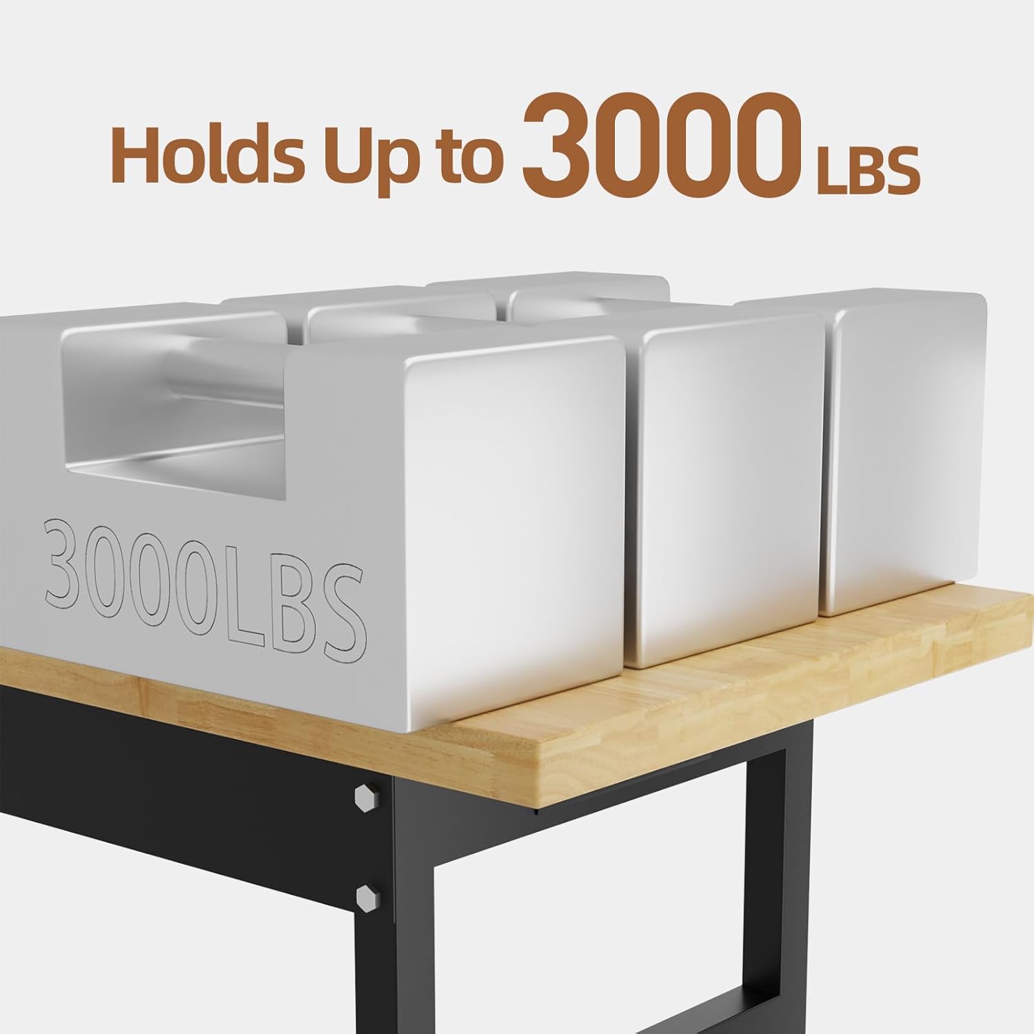 70'' Adjustable Workbench, Solid Wood Work Bench Table with Wheels and Power Outlet & Pegboard, Rolling Workbench Large Load Capacity Garage Workbench for Workshop,Office,Home