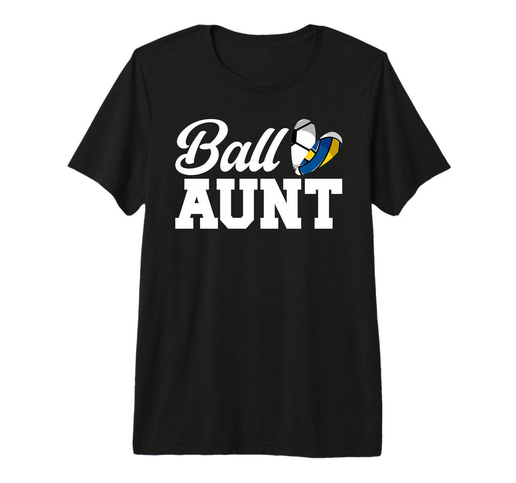 Ball Aunt Heart Volleyball Soccer Aunt T-Shirt - Graphic Print Unisex