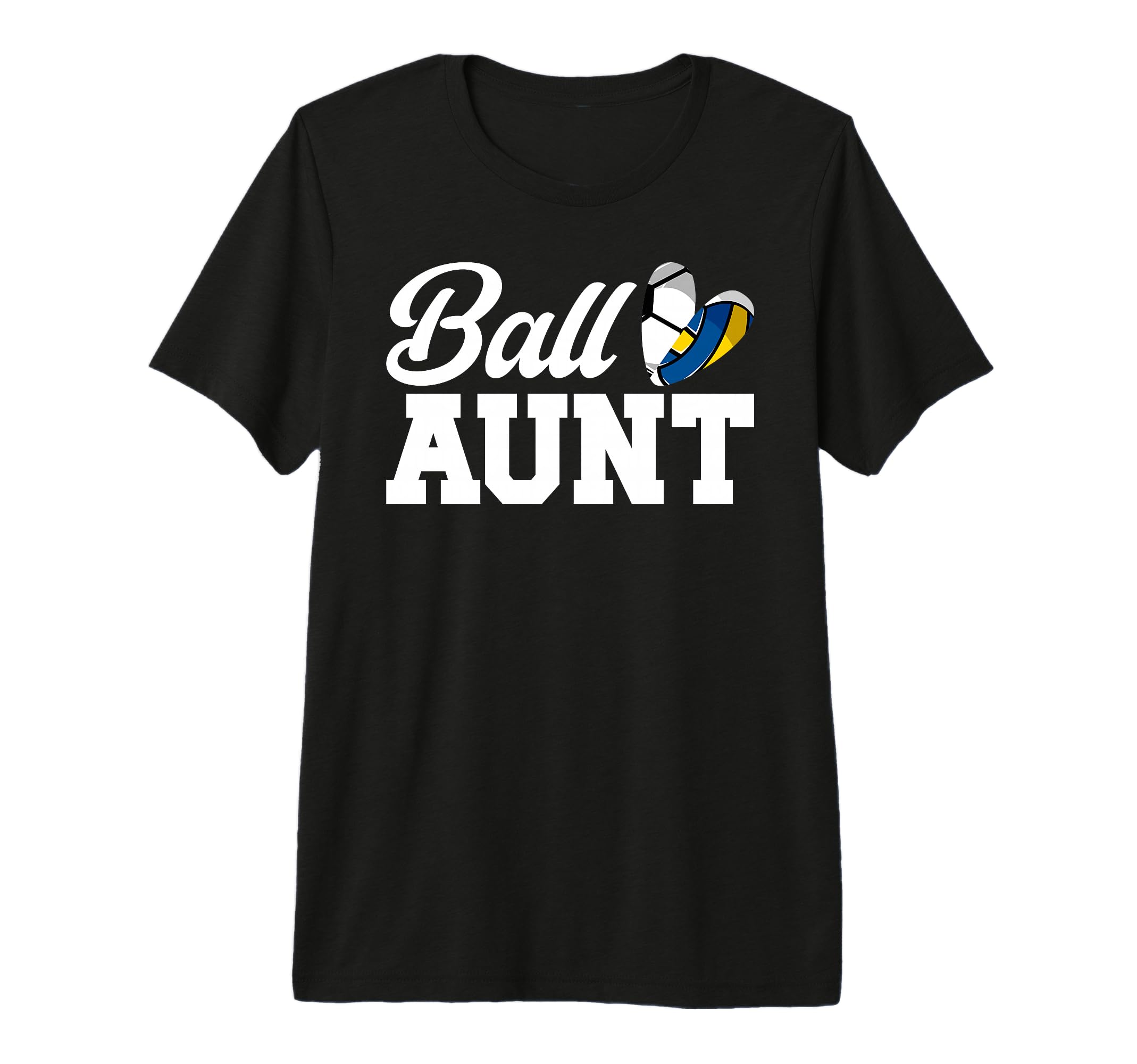 Ball Aunt Heart Volleyball Soccer Aunt T-Shirt - Graphic Print Unisex