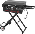 Royal Gourmet PD3001 3-Burner Propane Gas Griddle with Collapsible Stand, 23-Inch Portable Griddle with Side Table & 314 Sq. In. Cooking Area for Camping, Tailgating, Backyard & Patio, Black