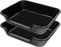 2 Pack of Extra Large Cat Litter Box (ABS Material), Low Entry Senior Litter Pen for Geriatric Kitty Big Cats, Jumbo Pet Safe Litter Boxes Tray for Indoor Pets Potty (Black, 24" L x 20" W)